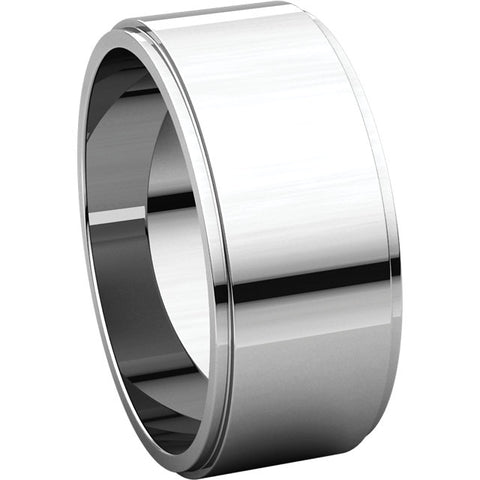 14k White Gold 8mm Flat Edge Band, Size 9