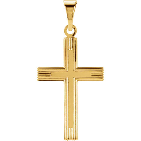 14k Yellow Gold 18x12mm Cross Pendant with Design