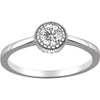 14k White Gold White Sapphire "April" Birthstone Ring, Size 7