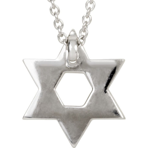14k White Gold Petite Star of David 1/6 CTW Diamond 16" Necklace