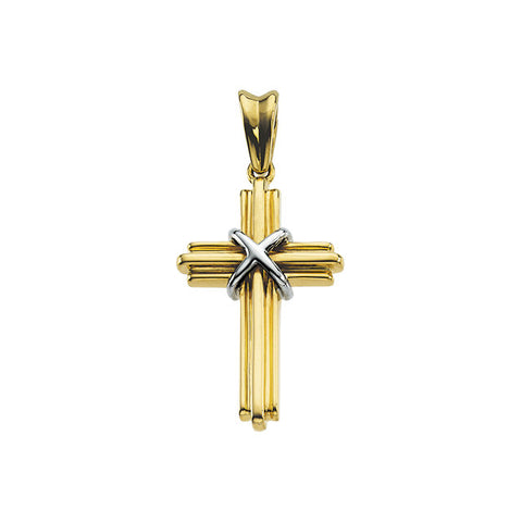 14k White Gold 26.25x17.75mm Cross Pendant