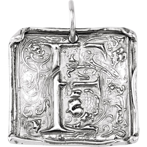 Sterling Silver Initial "F" Vintage-Style Pendant