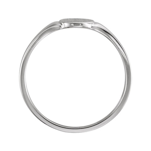 Sterling Silver 7x6mm Solid Oval Signet Ring, Size 7