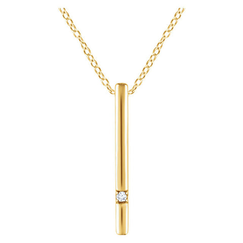 14k Yellow Gold .015 CT Diamond Bar 16-18" Necklace