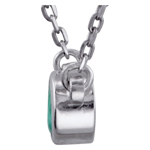 Sterling Silver Emerald Bezel 16" Necklace