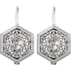 14k White Gold Filigree Design Earring Mountings