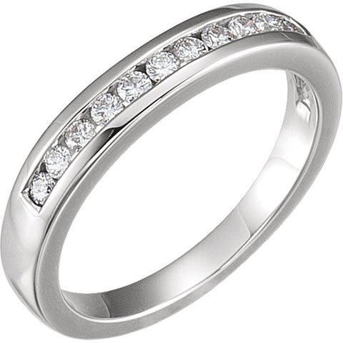 14k White Gold 1/4 CTW Diamond Band to 6.5mm Engagement Ring, Size 7