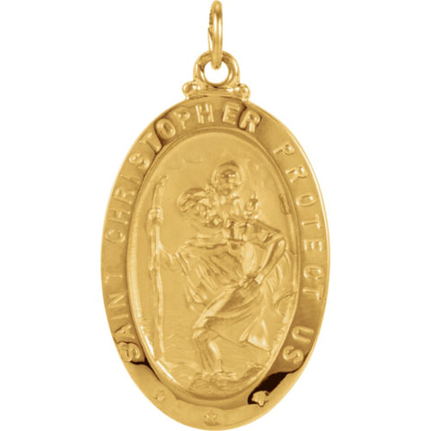 14k Yellow Gold 25x18mm Oval St. Christopher Medal