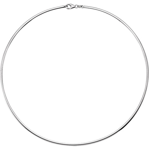 2.30 mm Reversible Matte and Polish Finish Omega Chain in Sterling Silver ( 16.00-Inch )