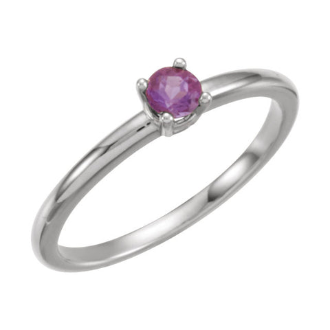 Sterling Silver Imitation Amethyst "February" Youth Birthstone Ring, Size 3