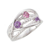 Genuine Amethyst and Pink Tourmaline Ring in Sterling Silver ( Size 7 )