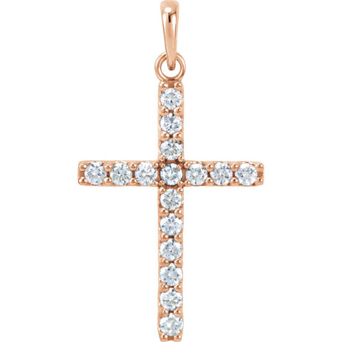 14k Rose Gold 1/2 CTW Diamond Cross Pendant