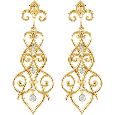 14k Yellow Gold 1/3 CTW Diamond Decorative Dangle Earrings