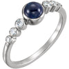 14k White Gold Blue Sapphire & 1/6 ctw. Diamond Ring, Size 7