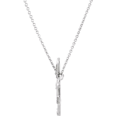 14k White Gold 0.08 CTW Diamond Hope 16.8" Necklace