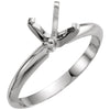 14k White Gold 5.7-6mm Round Pre Notched 4 Prong Engagement Ring Mounting, Size 6