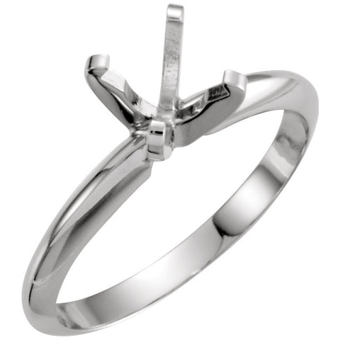 14k White Gold 7.3-7.7mm Round Pre Notched 4 Prong Engagement Ring Mounting, Size 6