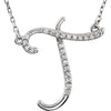1/8 CTTW Diamond Initial 'T' Necklace in Sterling Silver
