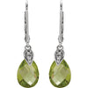 14k White Gold Peridot & .025 CTW Diamond Earrings