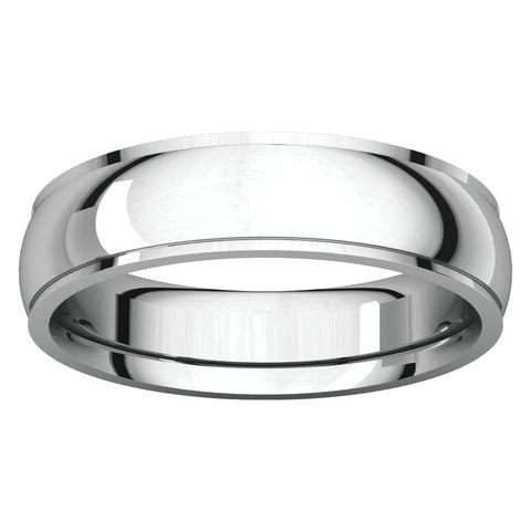 14k White Gold 5mm Comfort Fit Edge Band , Size 10