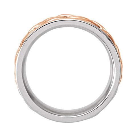 14K White & Rose Gold 8mm Hand Woven Band Size 8.5