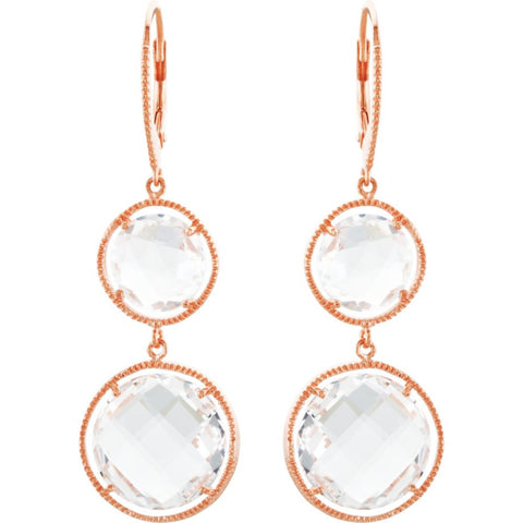 Sterling Silver Clear Quartz Lever Back Earrings