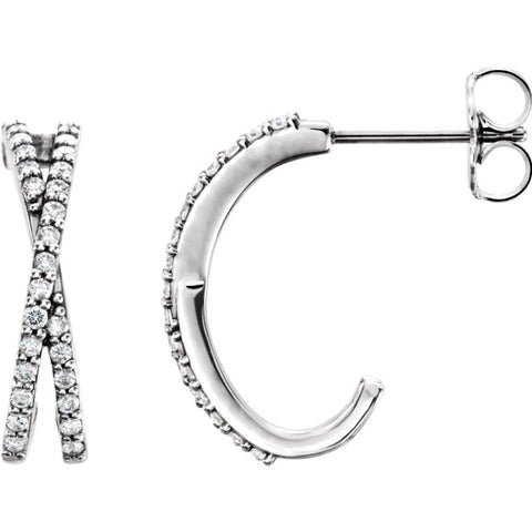 14k White Gold Pair 1/4 CTW Diamond Criss Cross Earrings