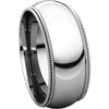 14k White Gold 8mm Double Milgrain Comfort Fit Band, Size 11