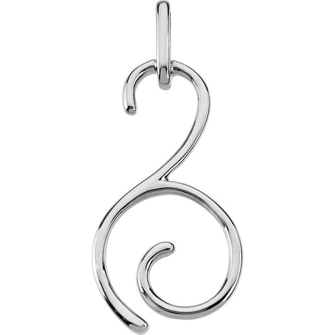 14k White Gold Swirl & Curl Pendant