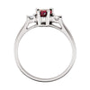 14k White Gold Genuine Mozambique Garnet & Diamond Ring, Size 7