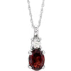 14k White Gold Mozambique Garnet & 0.02 ctw. Diamond Necklace