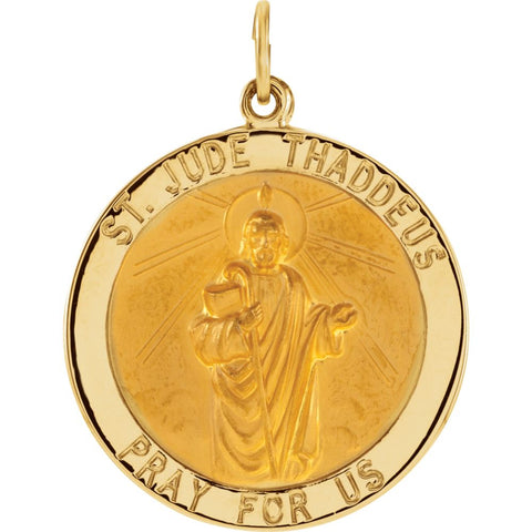 14k Yellow Gold 25mm Round St. Jude Thaddeus Medal