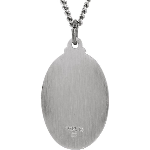 Sterling Silver 25.5x17.75mm Oval St. Jude Thaddeus 24" Necklace