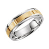 14k White & Yellow Gold 6mm Grooved Comfort-Fit Wedding Band for Men, Size 10