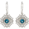 14k White Gold London Blue Topaz & 1/2 CTW Diamond Vintage-Style Earrings