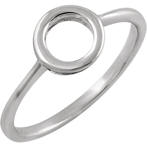14k White Gold Circle Ring, Size 7