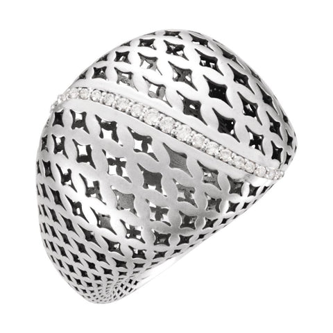 14k White Gold 1/6 CTW Diamond Pierced Style Ring, Size 7