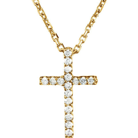 0.085 CTTW Diamond Cross Necklace in 14k Yellow Gold