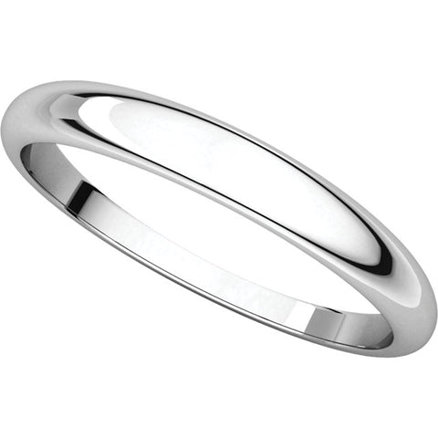 14k White Gold 3mm Half Round Tapered Band, Size 6.5