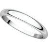 14k White Gold 3mm Half Round Tapered Band, Size 8