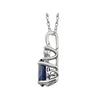 14k White Gold Created Blue Sapphire & .02 CTW 18" Necklace