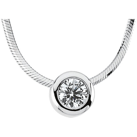 14k White Gold Diamond Solitaire Necklace