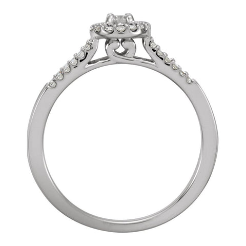 Halo-Style Engagement Ring in 14k white gold, Size 7