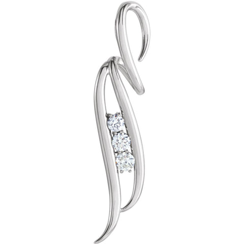 14k White Gold 1/3 CTW Diamond 3-Stone Freeform Pendant