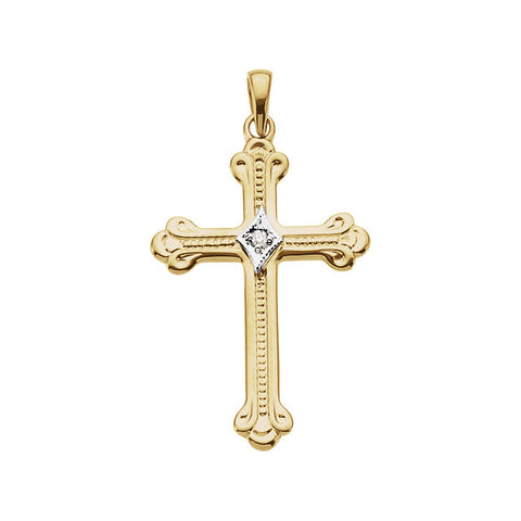 14k Yellow Gold .02 CTW Diamond Cross Pendant