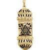 37.00x13.00 mm Mezuzah Pendant with White and Blue Enamel in 14K Yellow Gold