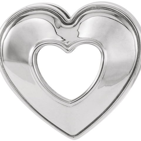 14k White Gold 14x14mm Heart Pendant Slide