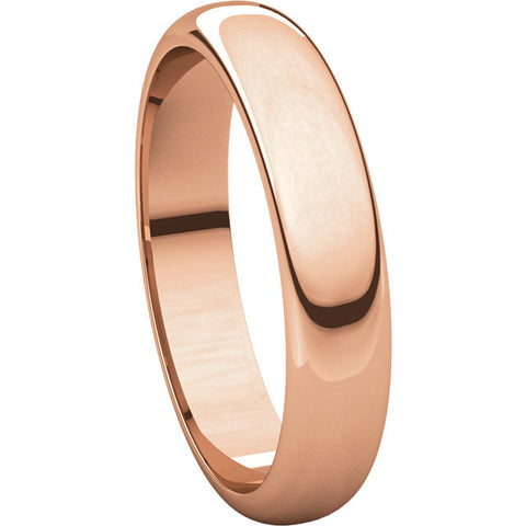 10k Rose Gold 4mm Half Round Band, Size 7.5