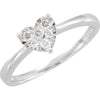 1/8 CTTW Diamond Heart Ring in 14k White Gold (Size 6 )