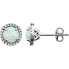 14K White Gold Created Opal & 1/8 CTW Diamond Earrings